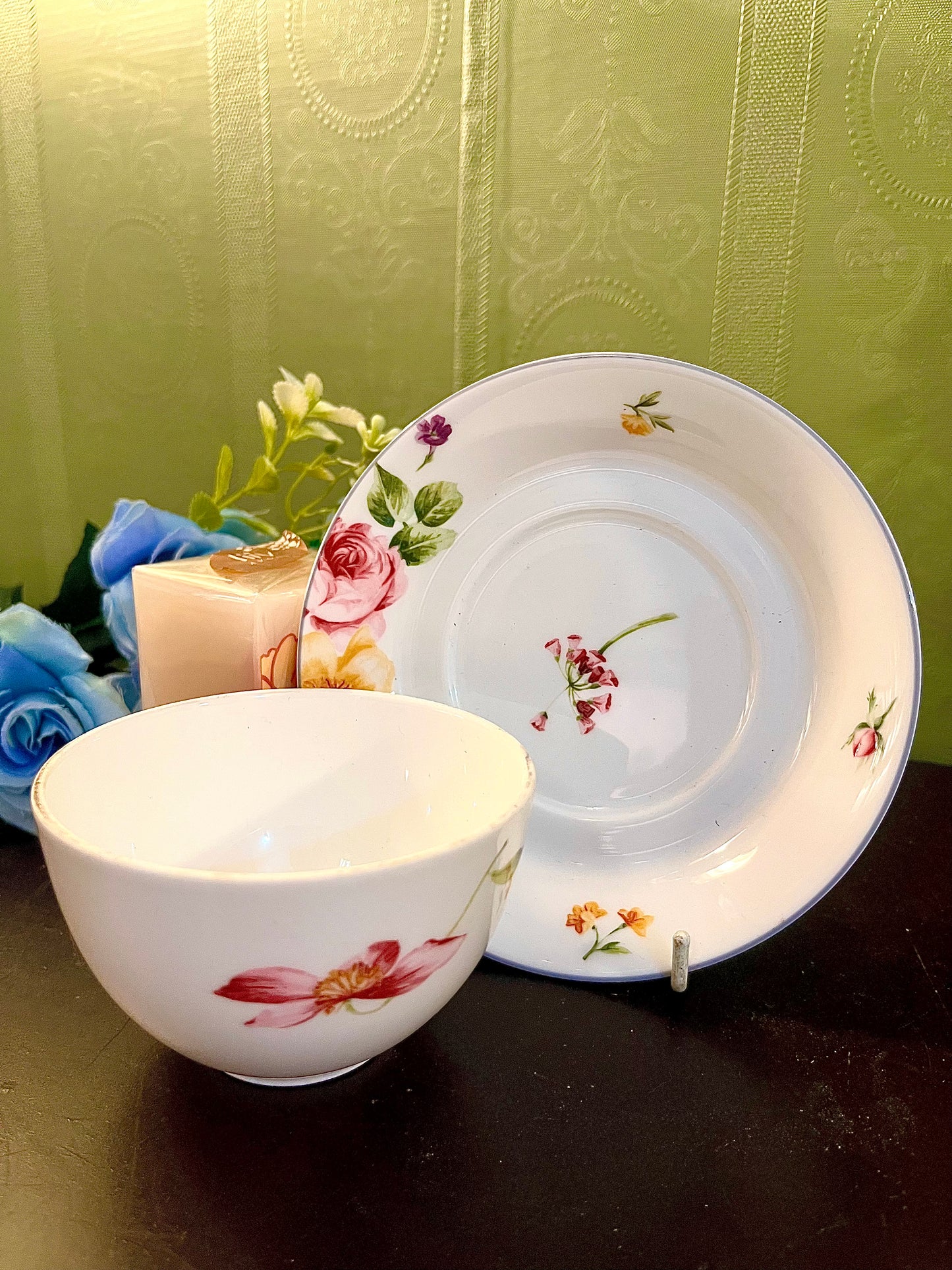 Floral Ceramic Cup and Saucer Set