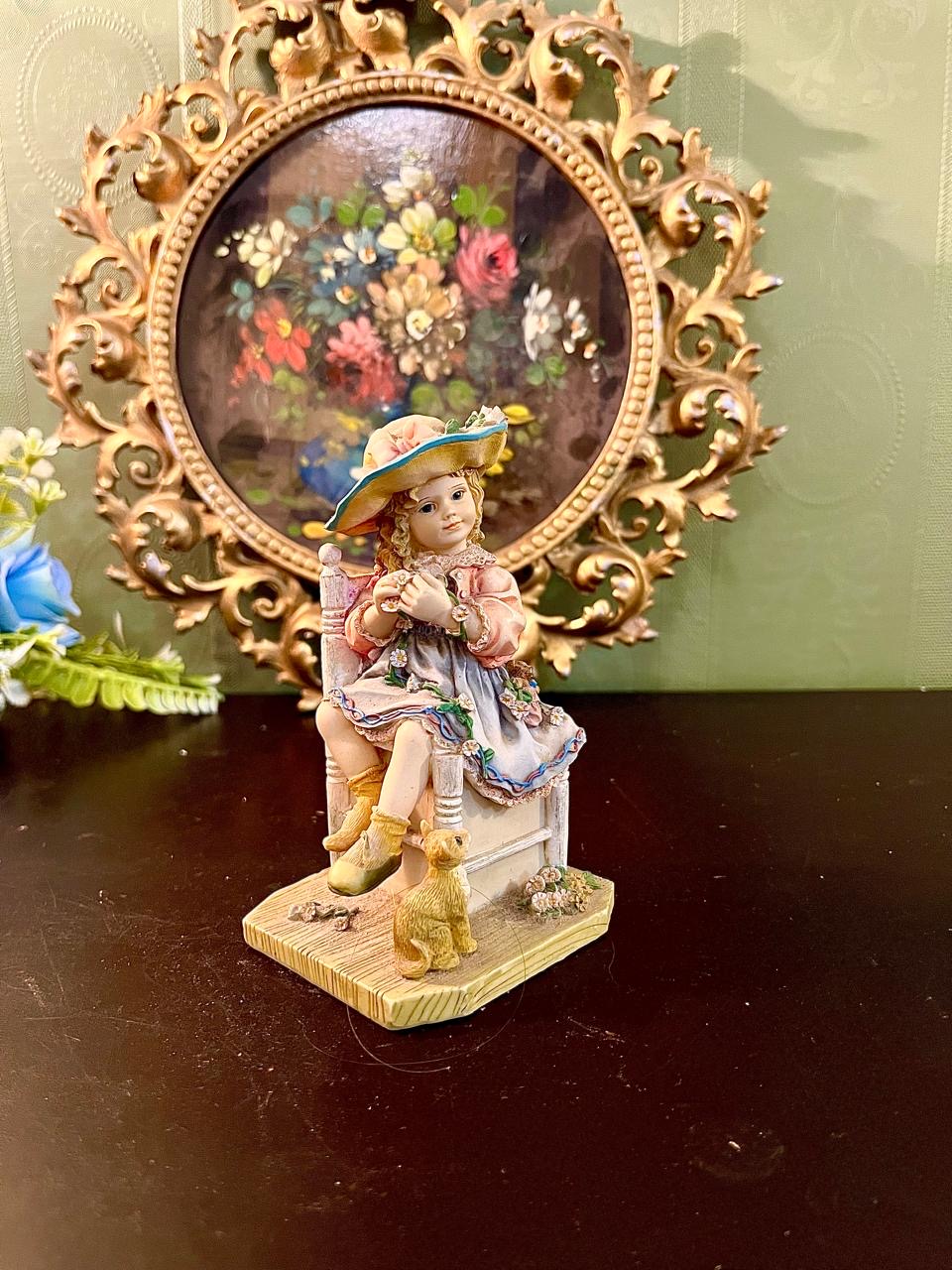 Victorian Girl Figurine with Rabbit