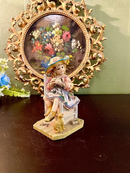 Victorian Girl Figurine with Rabbit