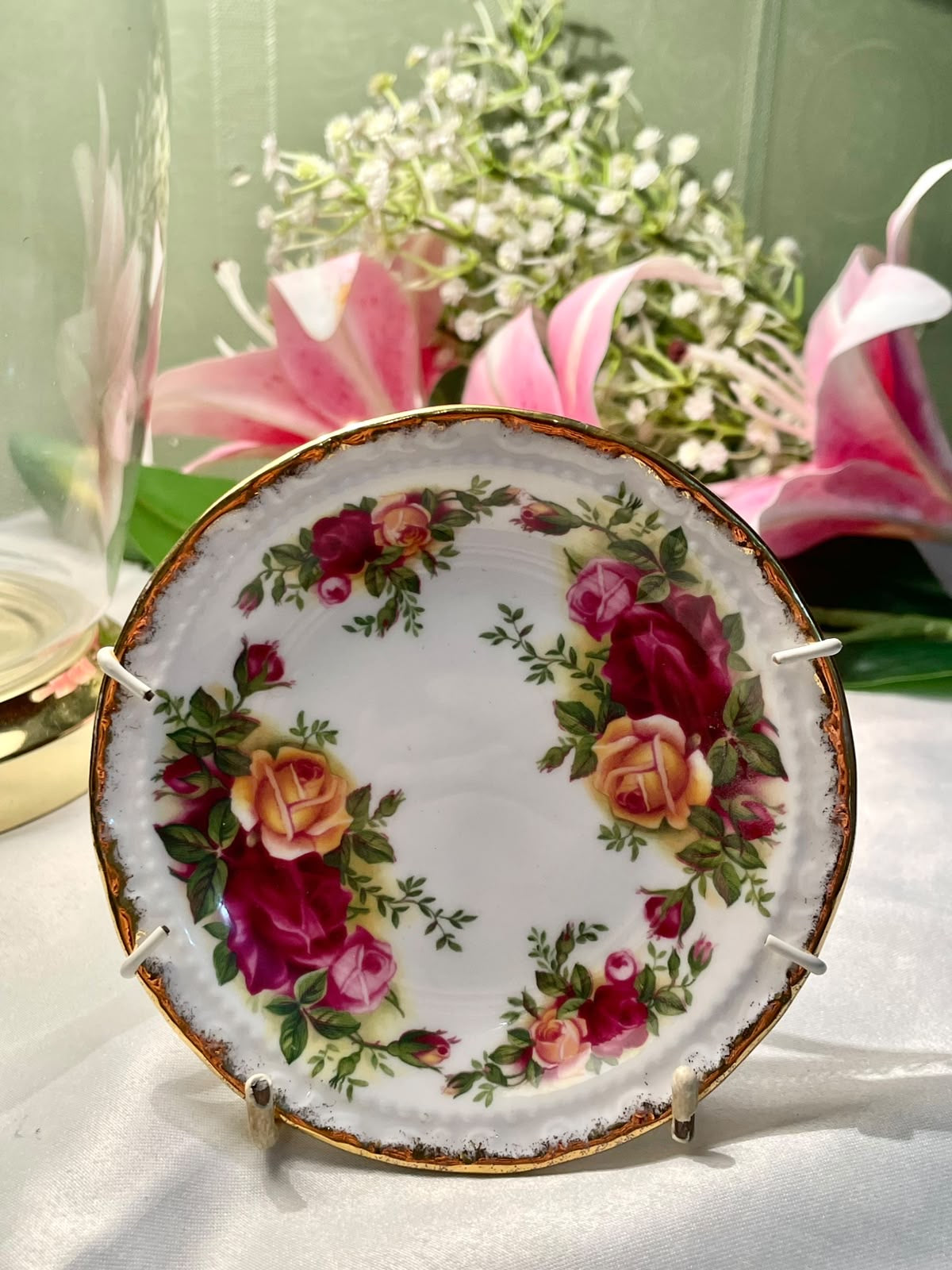 Royal Albert Floral Decorative Wall Plate / Trinket Plate Gold Trim 11 cm