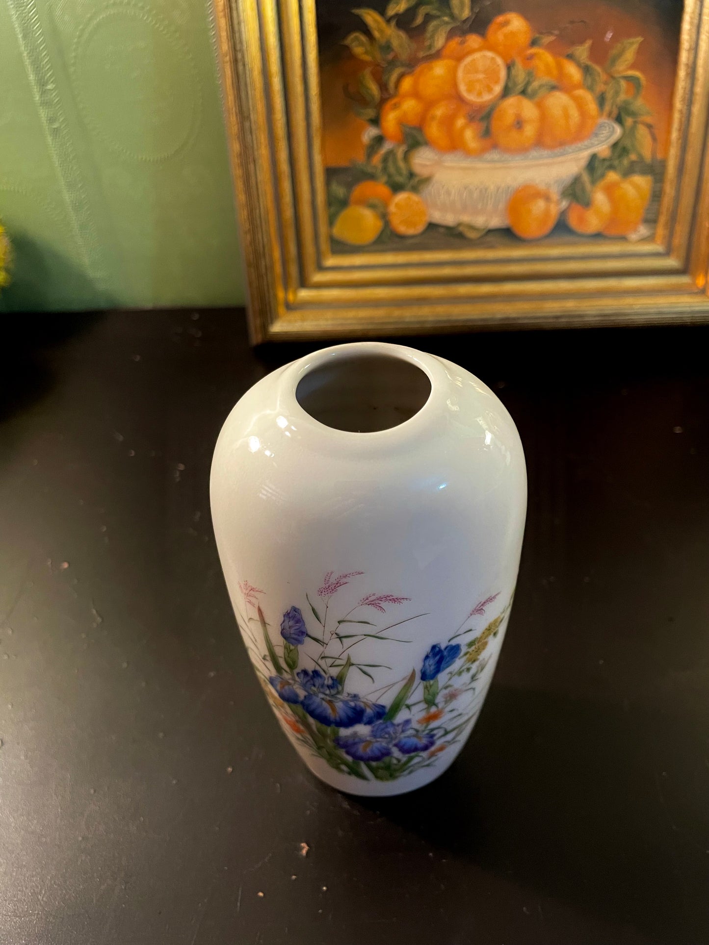 Vintage Blue Iris Porcelain Vase – 6 Inch