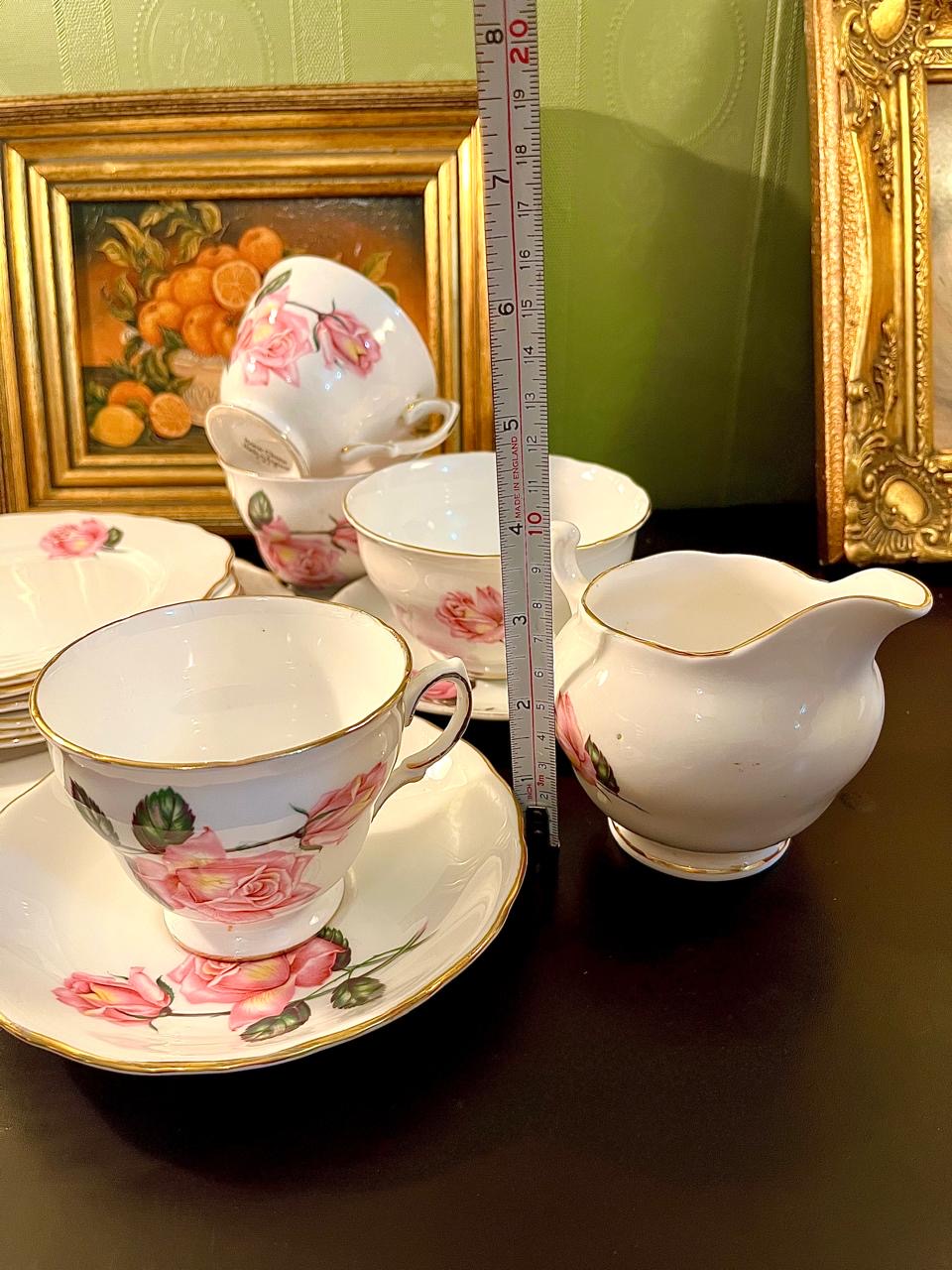 Colclough Pink Rose Fine Bone China Tea Set England – 14 Piece