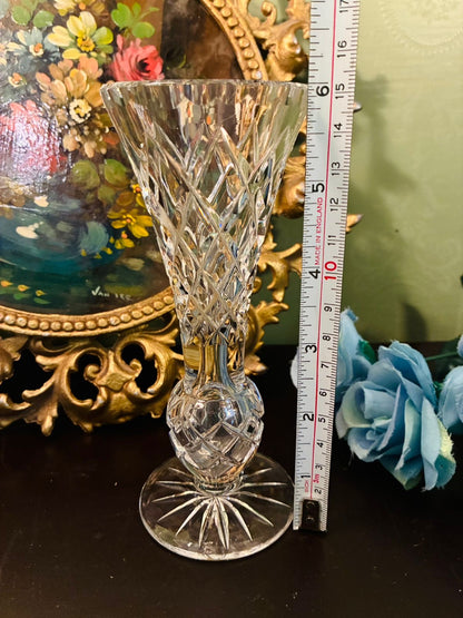 Bohemia Crystal Tall Cut Crystal Footed Vase