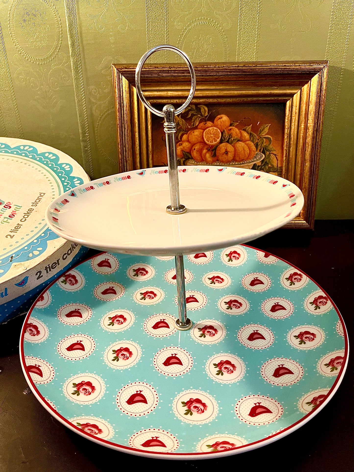 Vintage Home Sweet Home 2-Tier Cake Stand 26 cm Boxed