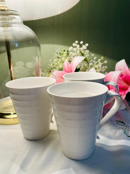 Pausa Ripple White 3-Piece Mug Set Approx. 11 cm