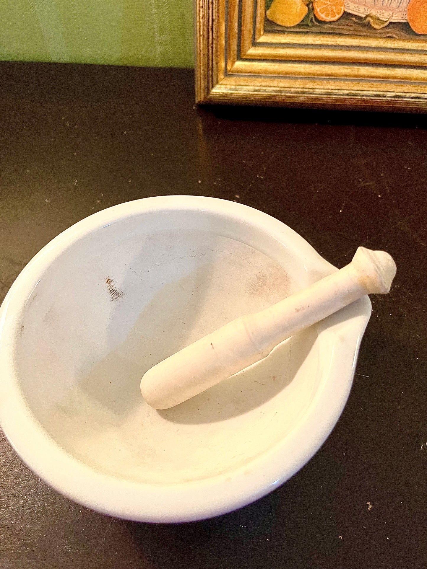 Vintage White Stone Mortar & Pestle Set – 4 Inch