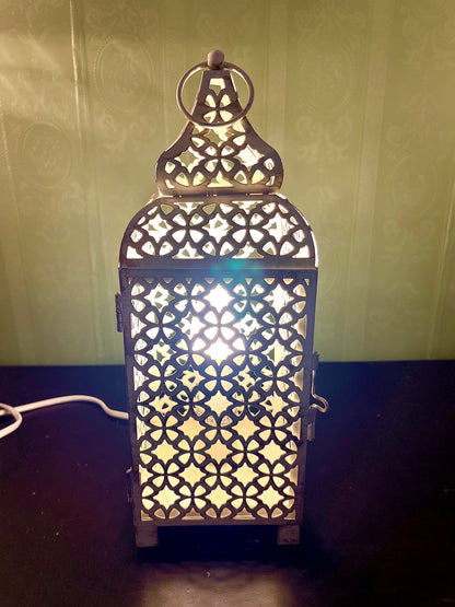Moroccan Style Metal Lantern Lamp 12 Inc