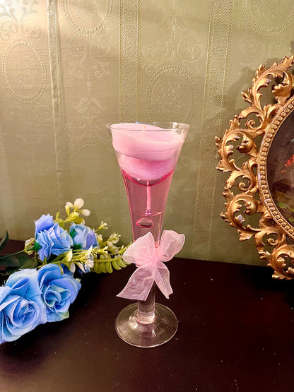 Pink Cocktail Glass Candle with Bow Detail