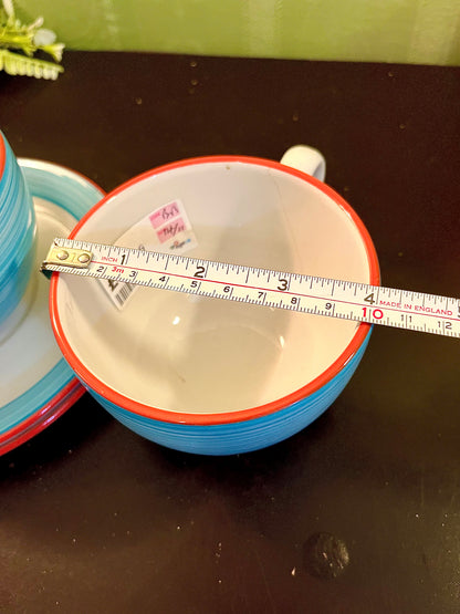 Blue Ceramic Soup Cup & Saucer Set