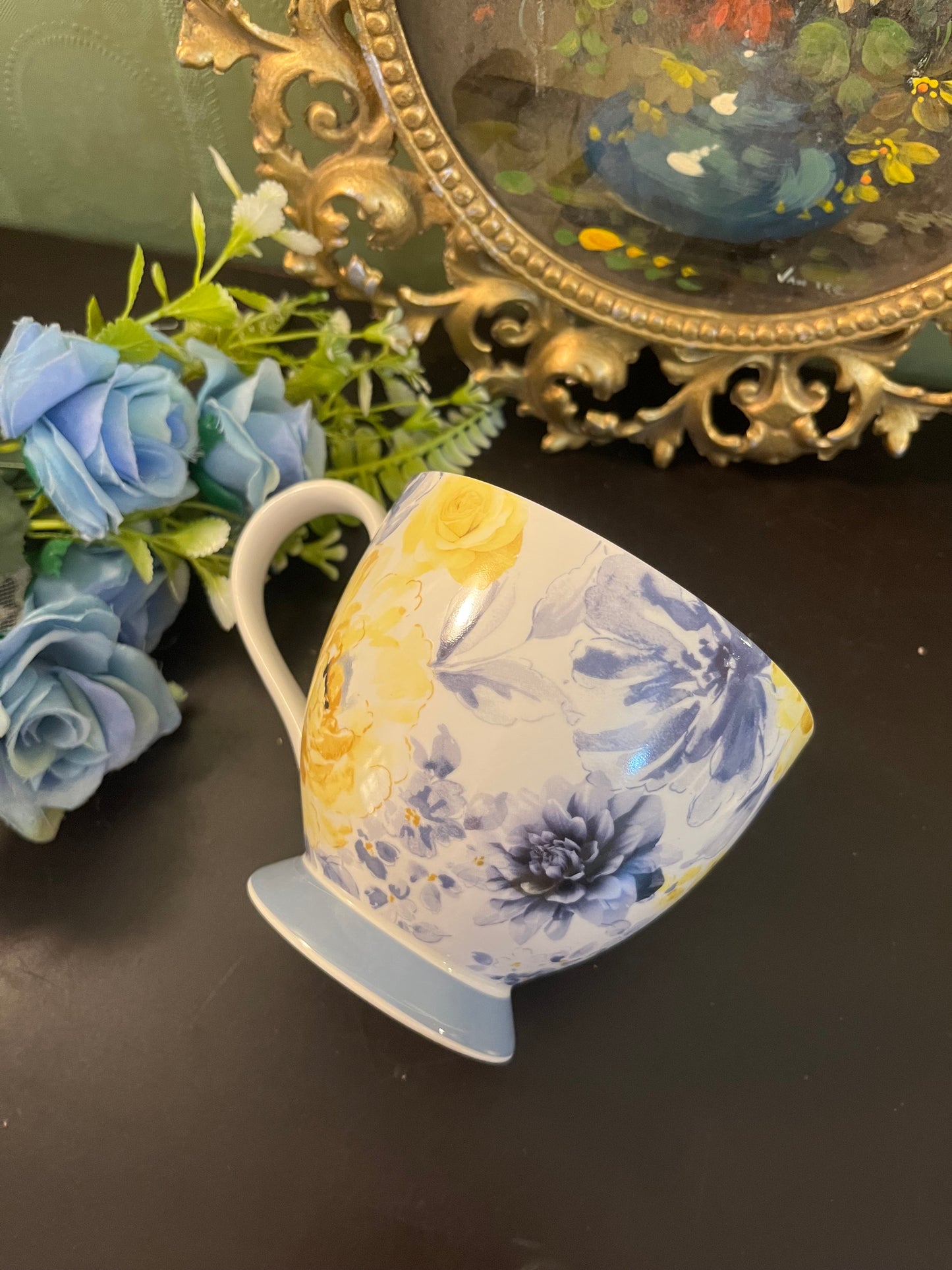 Sainsbury’s Yellow & Blue Floral Footed Mug