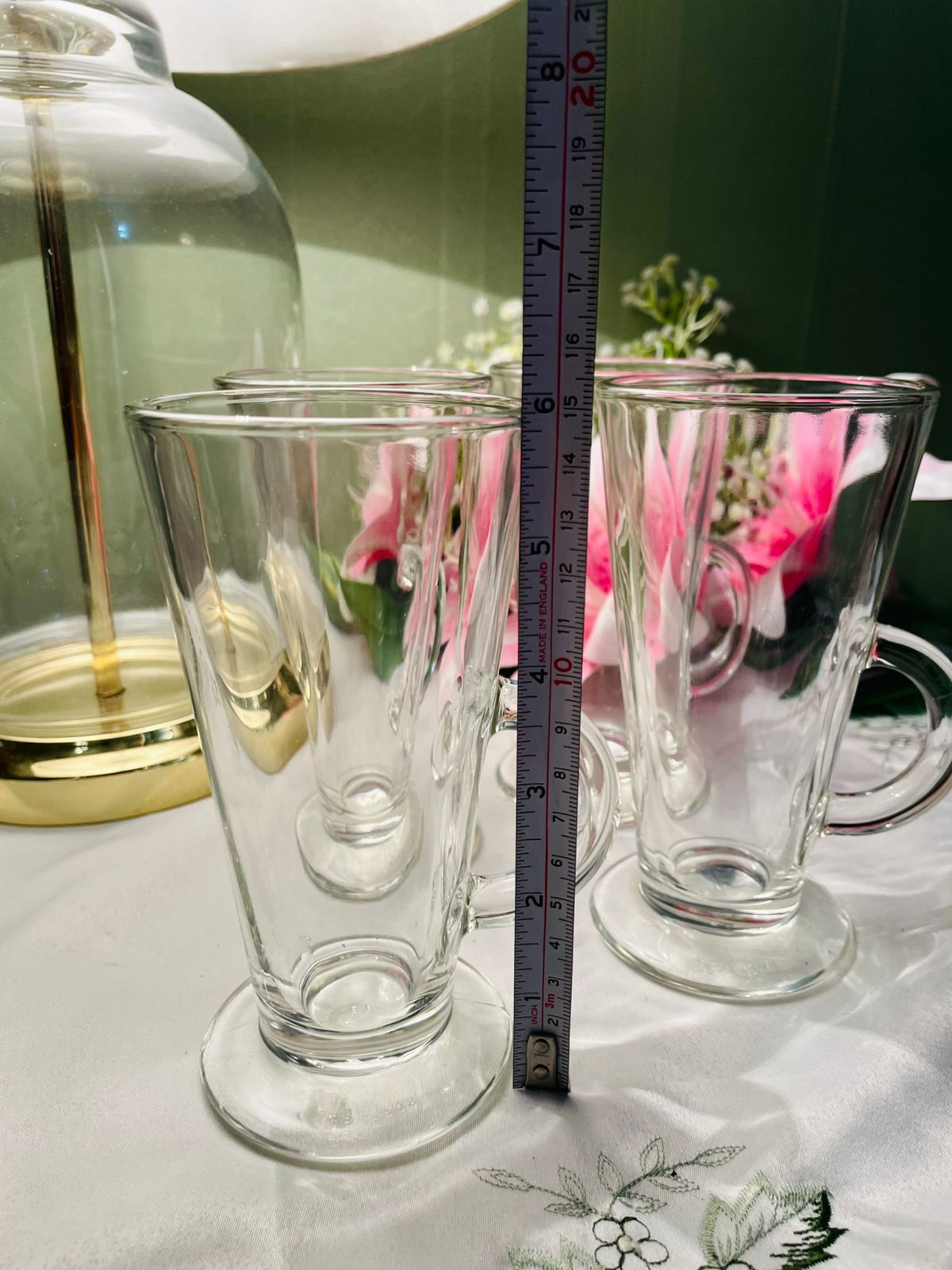 Vintage Clear Crystal Footed Mugs Set of 4 15 cm