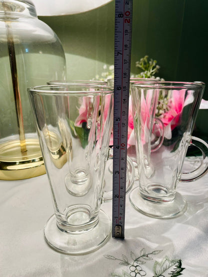 Vintage Clear Crystal Footed Mugs Set of 4 15 cm