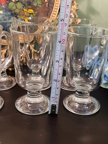 Vintage Glass Footed Drinking Glasses Set of 6