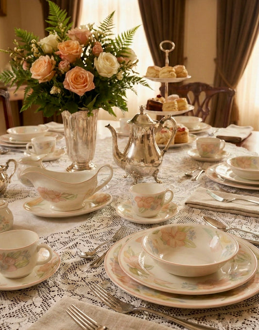 St. Michael Vintage Floral Dinner & Tea Set UK — 34 Piece Crockery Set England