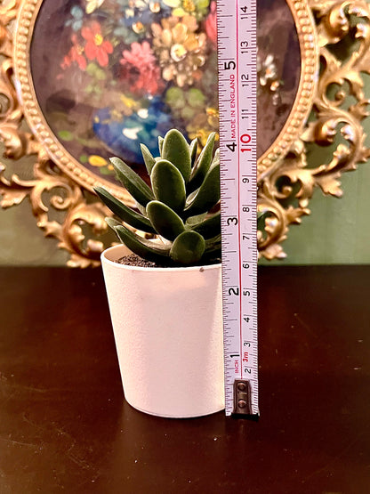 Artificial Succulent Plant in White Ceramic Pot Mini Faux Potted Plant 4 Inch
