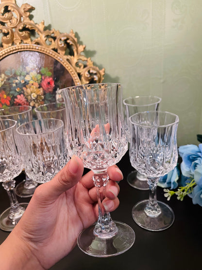 Vintage Crystal Decanter Set with 8 Stem Glasses