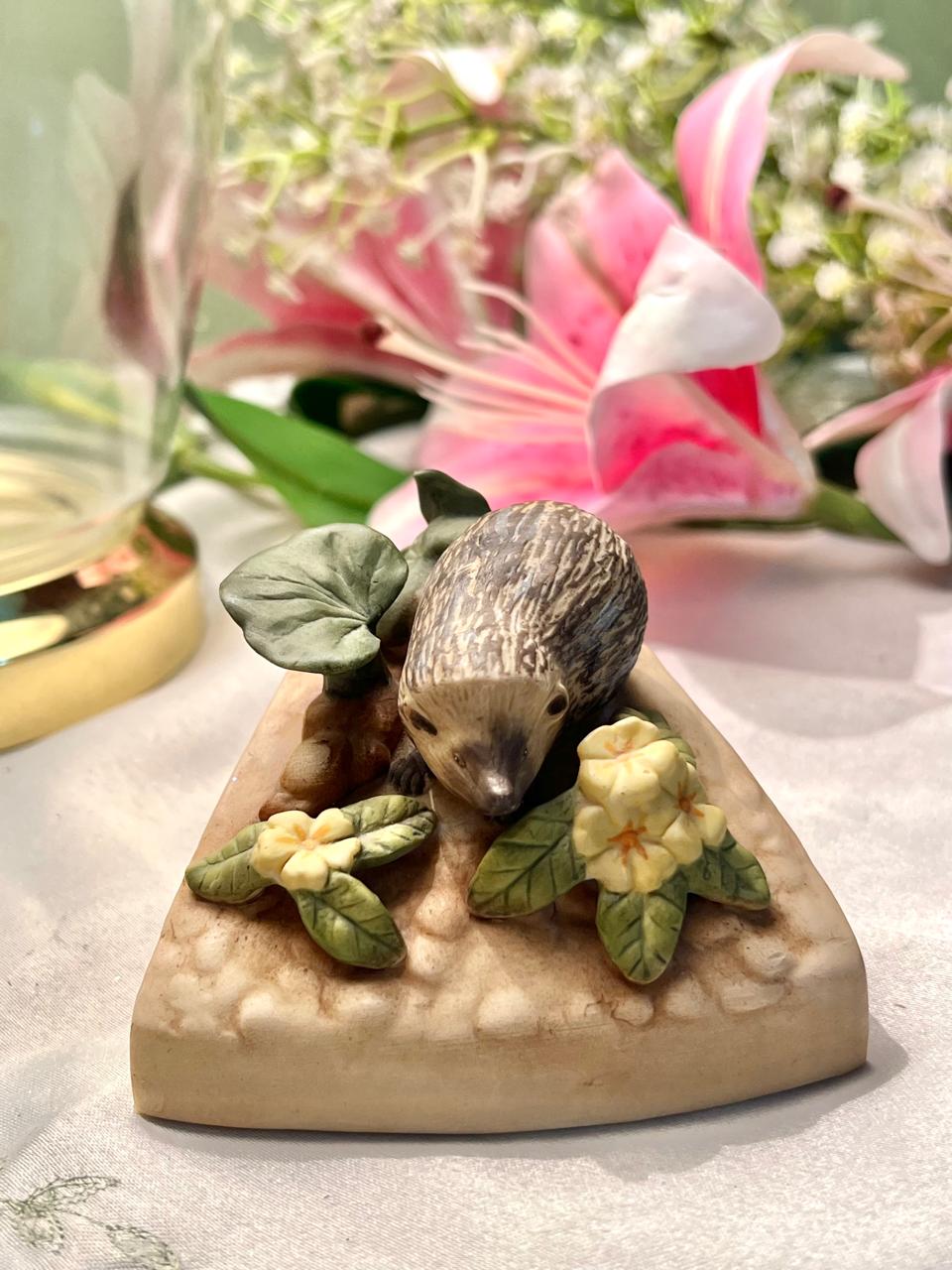 Hedgehog Garden Figurine with Leaves 7cm - 1 Piece