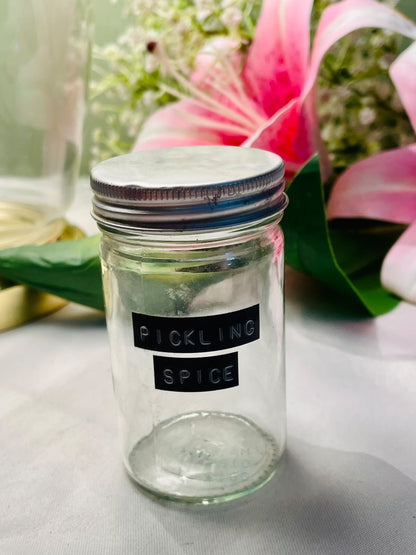 Vintage Pickling Spice Crystal Jar with Metal Lid, Approx. 9 cm