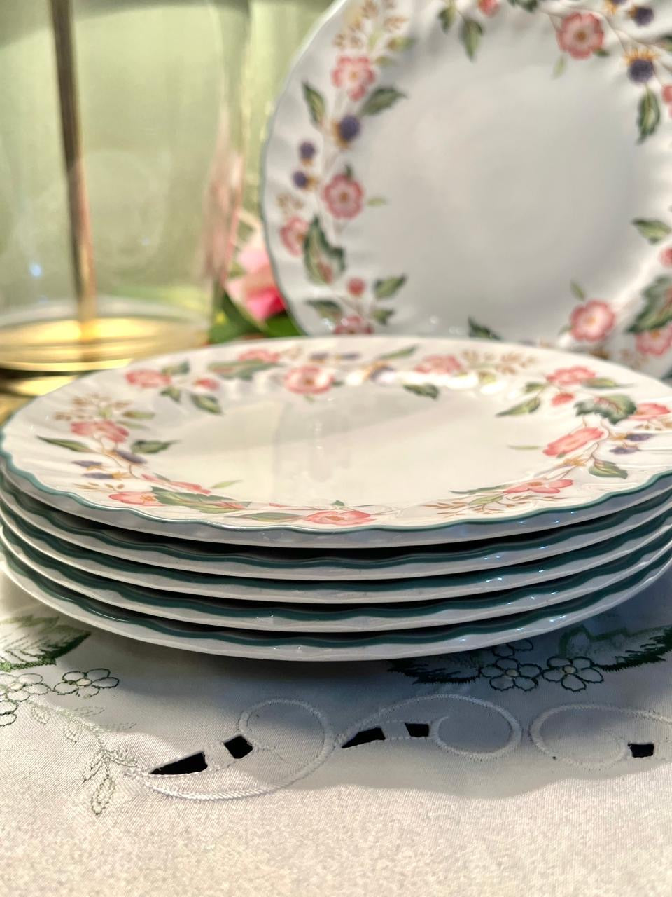 BHS Victorian Rose Floral Medium Plates Set of 6 Approx. 20 cm