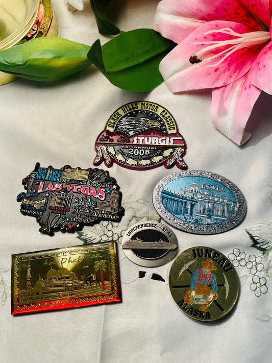Fridge Magnet 6-Piece Travel Souvenir Decor Set Las Vegas Rome & More