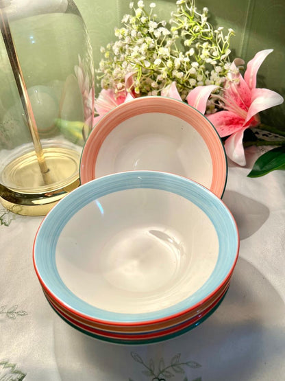 Steelite 5-Piece Colour Rim Bowls 6.5 in Made in England