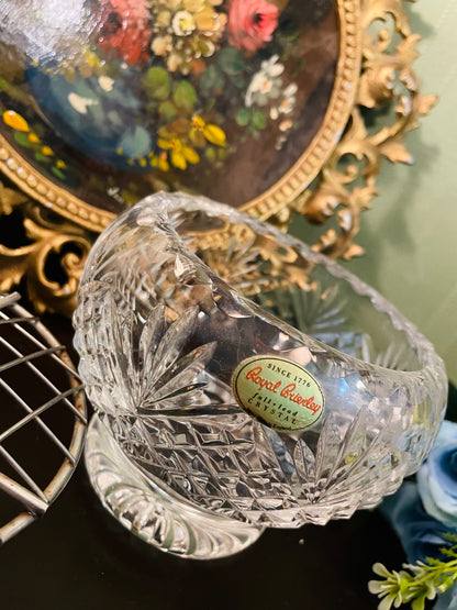 Royal Brierley Crystal Rose Bowl with Flower Grid