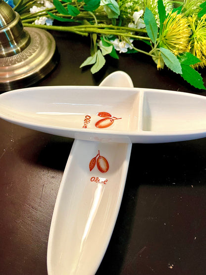 Vintage Olive Serving Dishes Set of 2 – 21 cm Ceramic