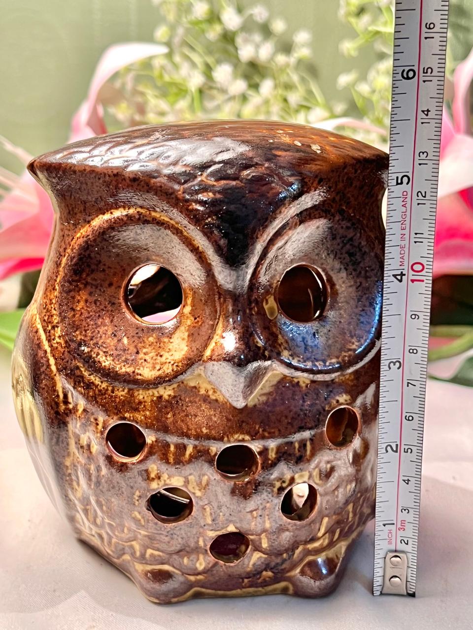 Vintage Brown Owl Tealight Holder Approx. 13 cm