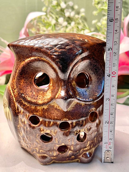 Vintage Brown Owl Tealight Holder Approx. 13 cm