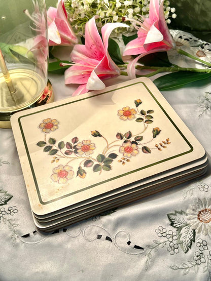 Vintage Marks & Spencer "Autumn Leaves" cork-backed  Placemats Set of 6 Approx. 25 cm