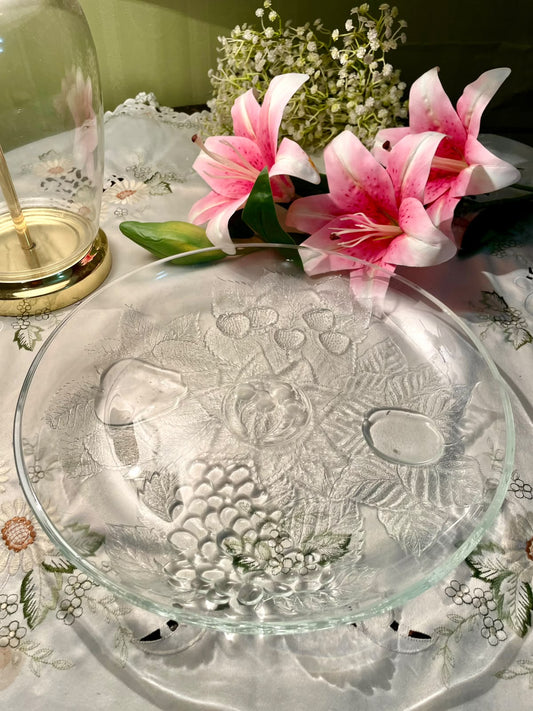 Extra Large Pressed Crystal Fruit Serving Bowl 31 cm