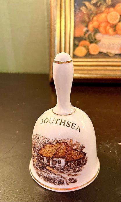 Southsea Ceramic Souvenir Bell – Cottage Scene Collectible