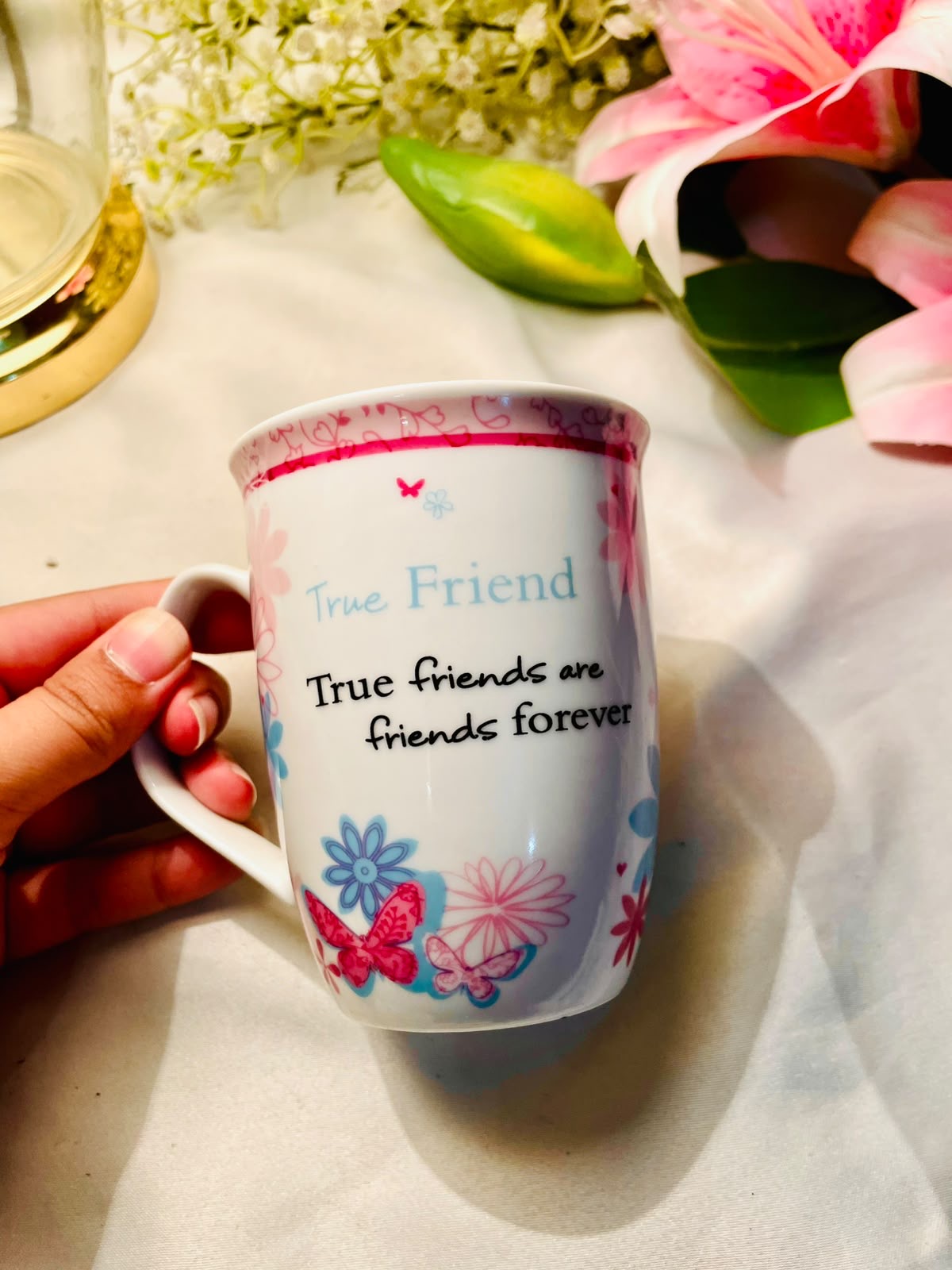 Paper Island True Friend Floral Bunny Fine Porcelain Mug – 4 Inch