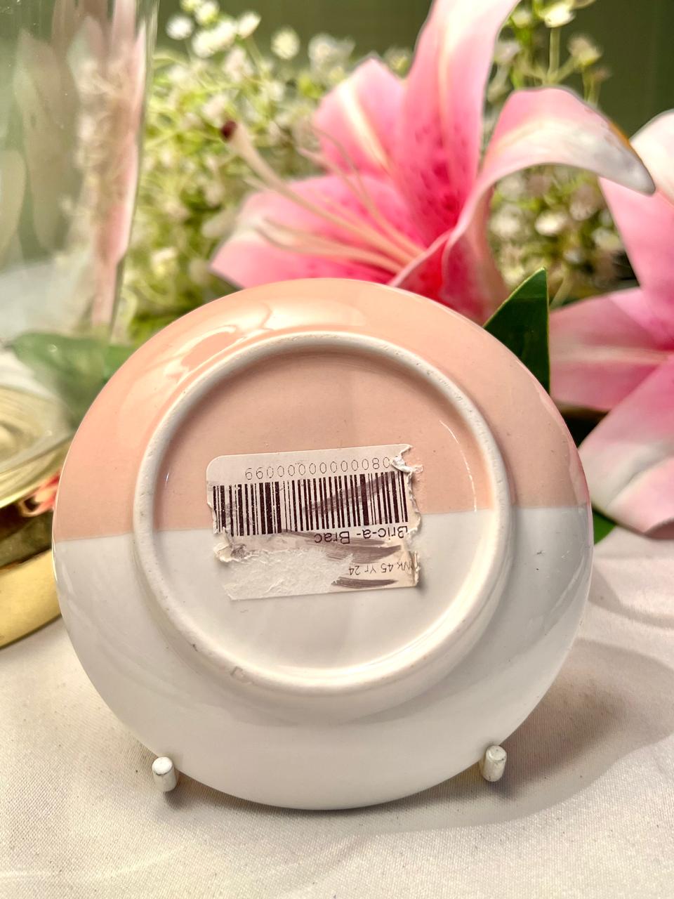 Pink White Gold Stripe dish  Plate 4.1