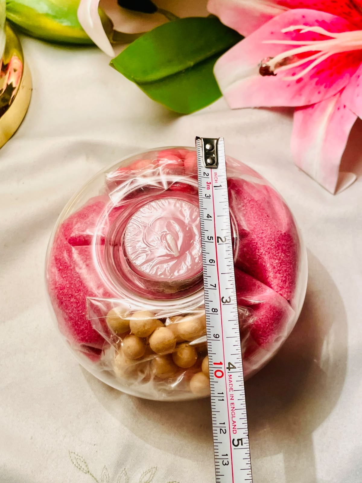 Clear Crystal Round Divided Candle holder 11cm