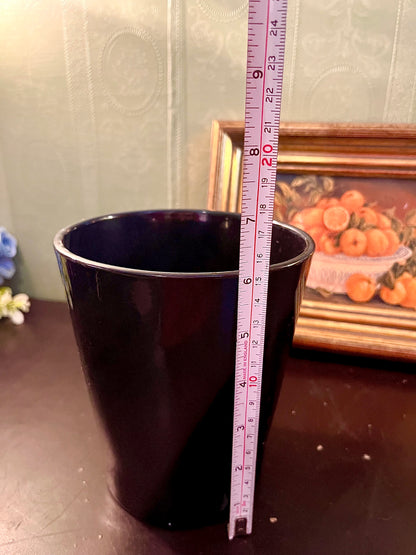 Tall Glossy Black Ceramic Vase – Modern Tapered Planter