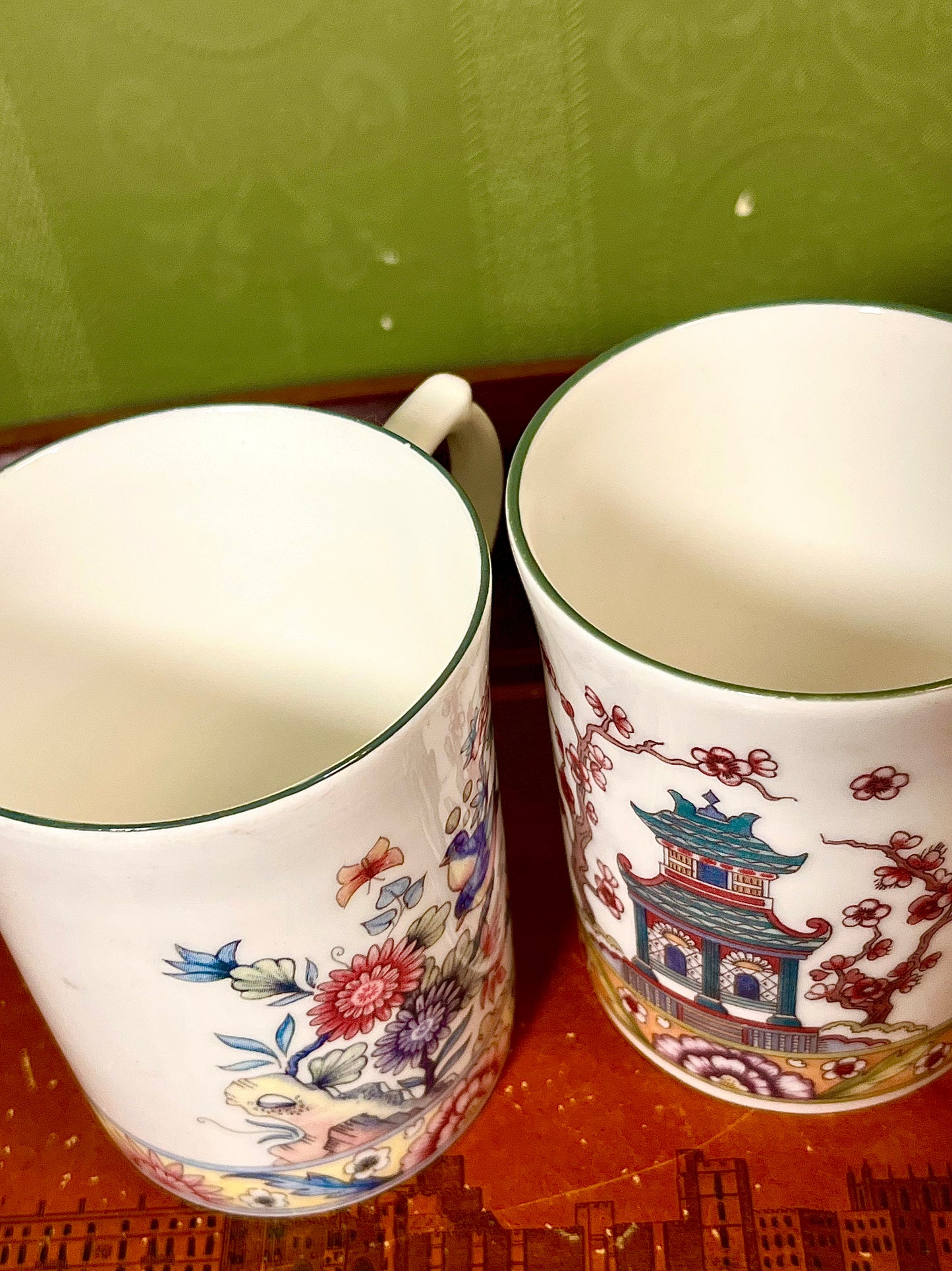 Kingsbury Staffordshire Fine Bone China Floral Mugs Set of 2 10cm