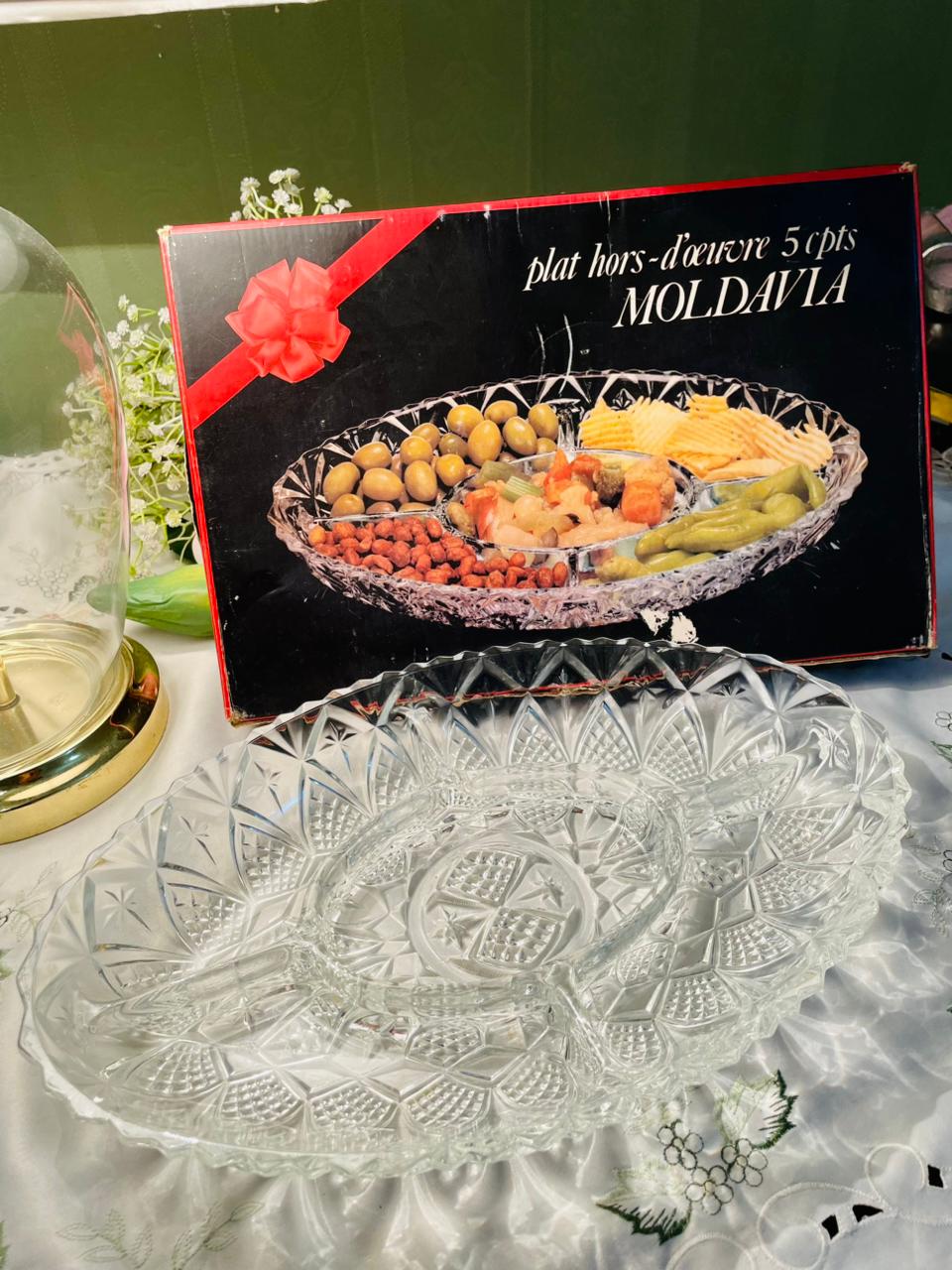 Moldavia 5-Compartment Crystal Serving Platter 12 inch Box Pack