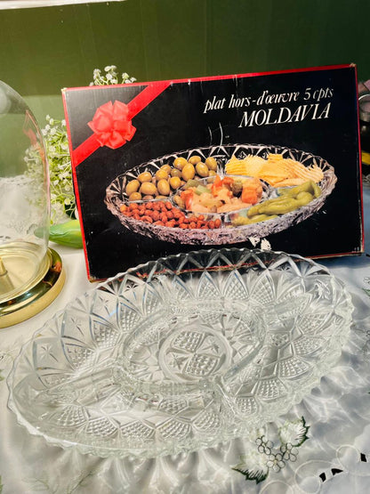 Moldavia 5-Compartment Crystal Serving Platter 12 inch Box Pack