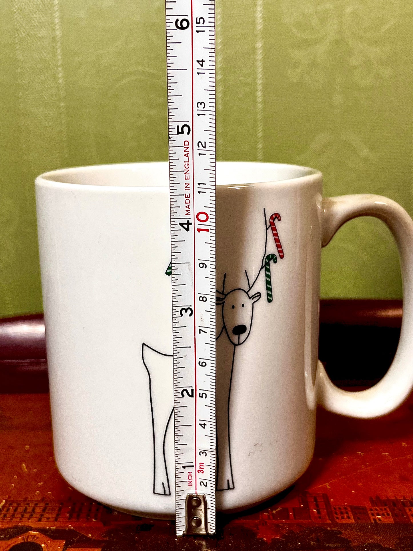BIA International Christmas Reindeer Candy Cane Ceramic Mug