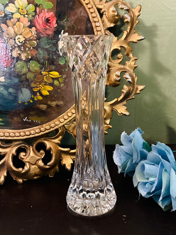 Vintage Tall Clear Cut Crystal Bud Vase