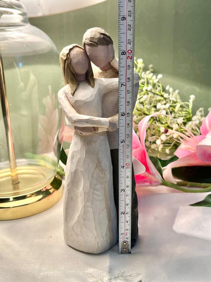 Embracing Couple Figurine Neutral Sculptural Decor 21cm