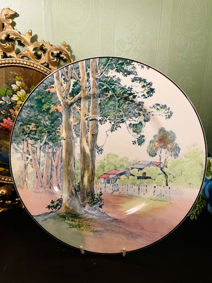 Vintage Royal Doulton English Porcelain Scenic Plate – Countryside Tree Design