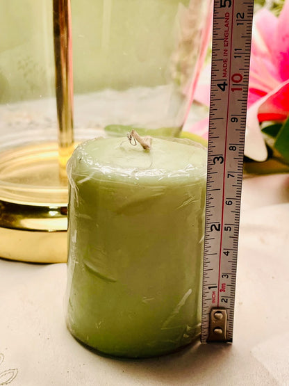 Sage Green Pillar ScentedCandle 8cm – Decorative Home Candle