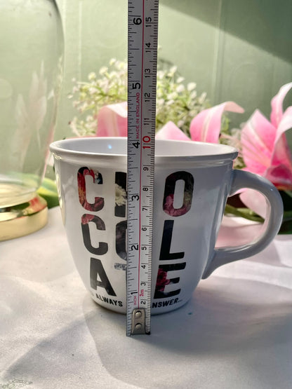 Black Floral Typography Ceramic Mug 9.5cm - 1 Piece