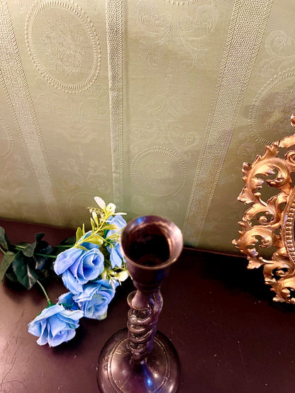 Tall Dark Metal Spiral Taper Candle Holder