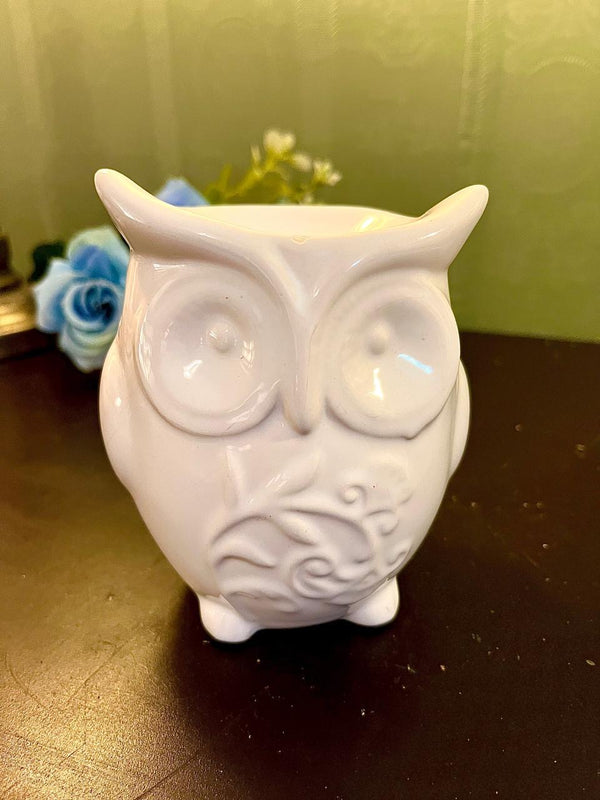 White Ceramic Owl Oil Burner | Wax Melt Burner Home Décor