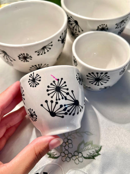 La Redoute Black Floral Ceramic Bowls Set of 4