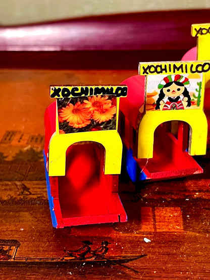 Vintage Xochimilco Mexico Miniature Trajinera Boats Set of 3 Folk Art Souvenirs