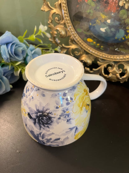 Sainsbury’s Yellow & Blue Floral Footed Mug